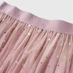 Feestelijke dames rok met hoge taille, ruche aan de zoom en glinsterende pailletten