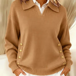 Brigitte dames trui met polokraag en knoopdetails