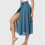 Elegante 2-in-1 dames rok met hoge taille, elastische band en soepel vallende stof