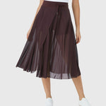 Elegante 2-in-1 dames rok met hoge taille, elastische band en soepel vallende stof
