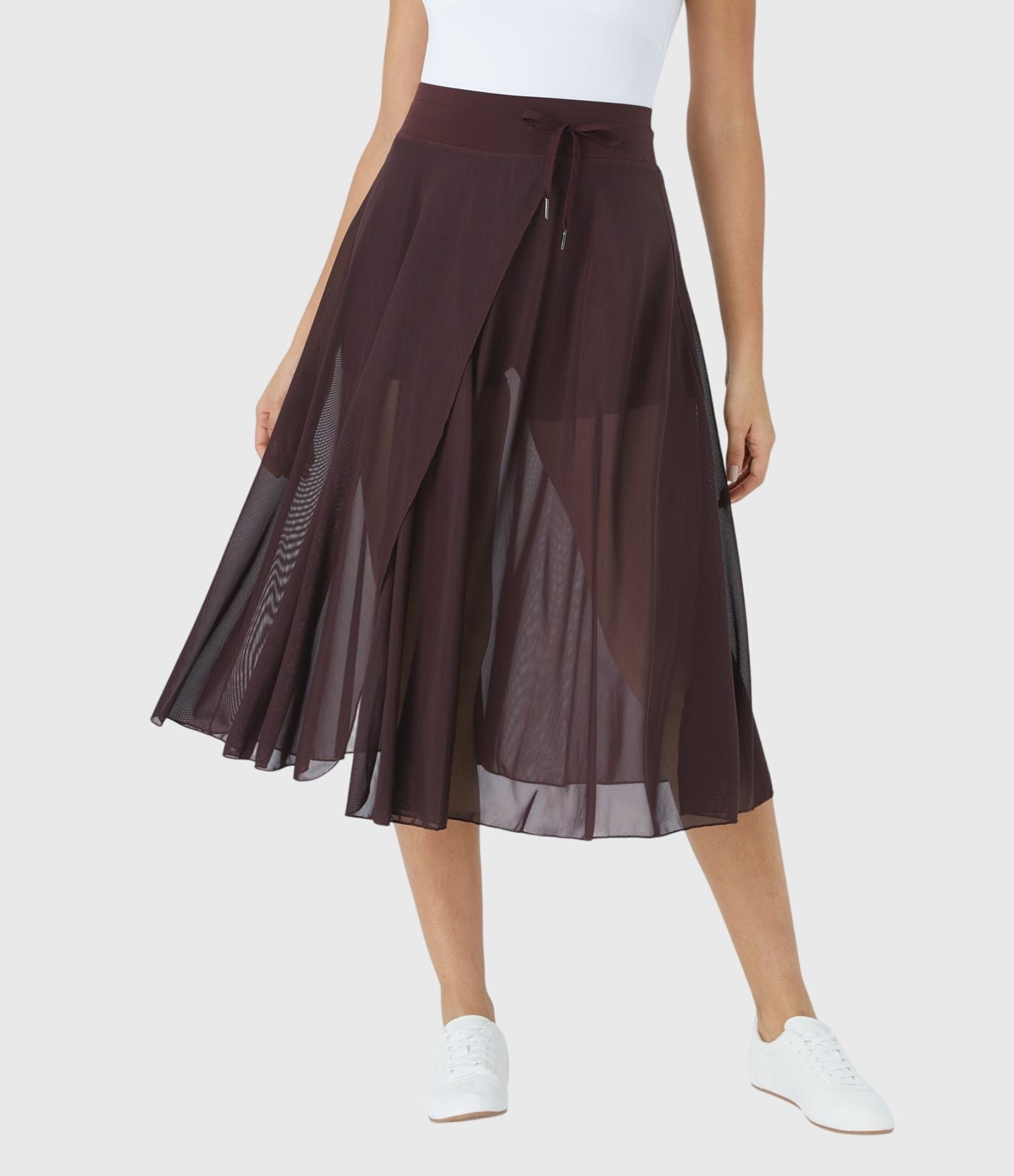 Elegante 2-in-1 dames rok met hoge taille, elastische band en soepel vallende stof