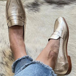 Casual dames mocassins in effen uitvoering, handgemaakt en comfortabel voor elke dag
