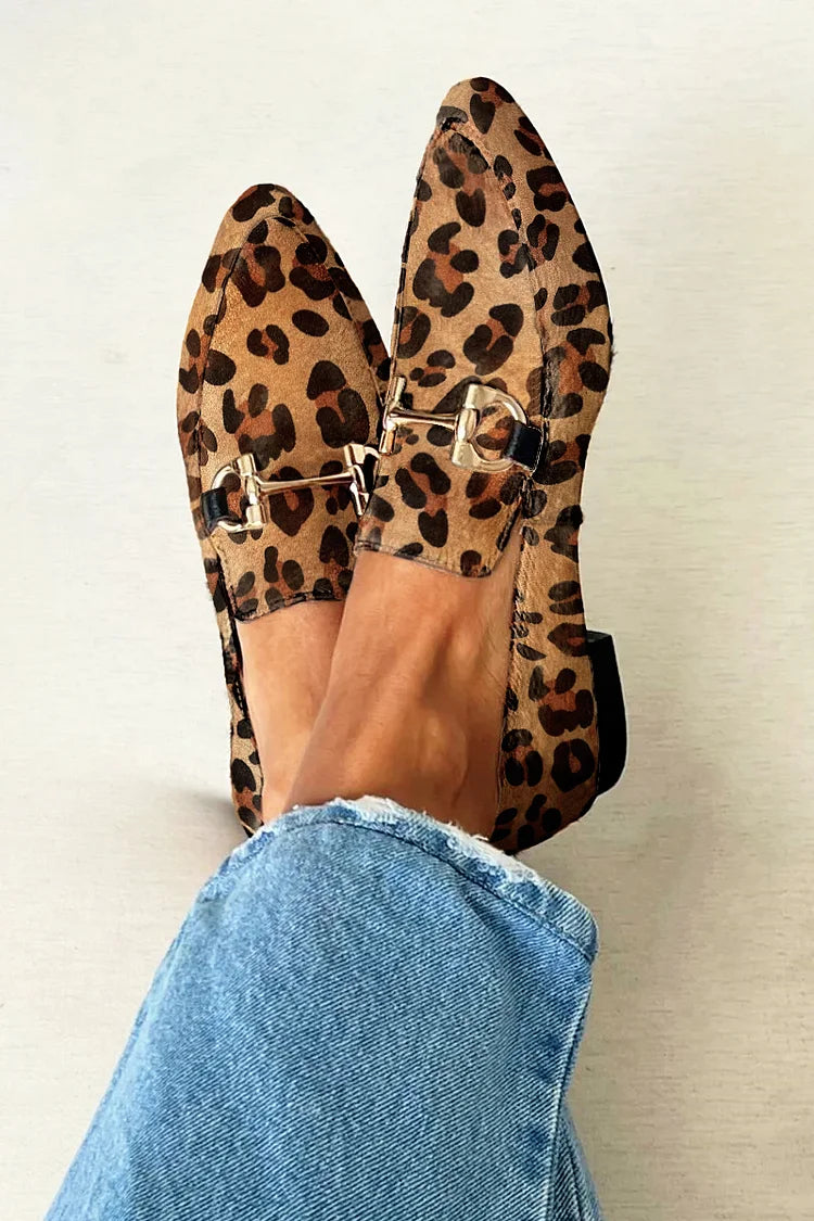 Elegante dames mocassins met luipaardprint in bruin, handgemaakt en comfortabel