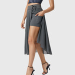 Elegante 2-in-1 dames rok met hoge taille, elastische band en soepel vallende stof