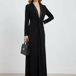Kara dames maxi-jurk met diepe v-hals en lange mouwen