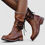 Diede dames vintage enkellaarsjes met veters