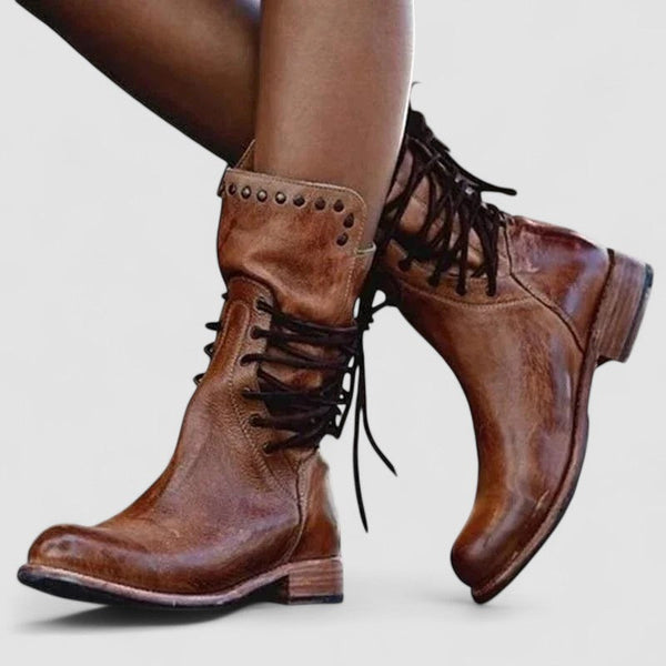 Diede dames vintage enkellaarsjes met veters