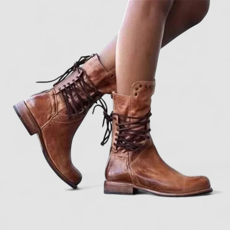 Diede dames vintage enkellaarsjes met veters