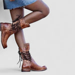 Diede dames vintage enkellaarsjes met veters
