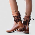 Diede dames vintage enkellaarsjes met veters