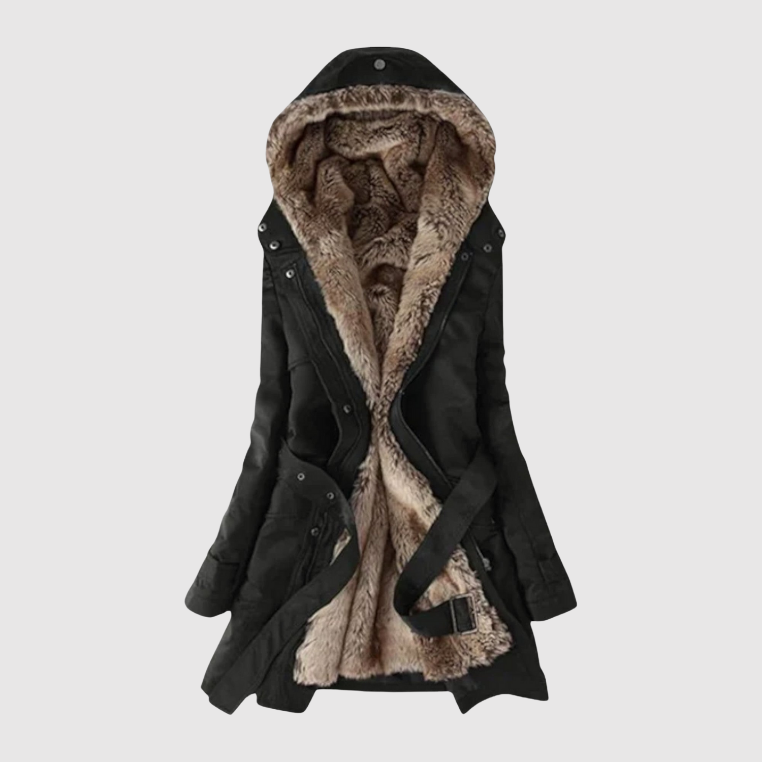 Extra warme dames parka met imitatiebont op de capuchon en diepe zakken voor de winter