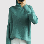 Gebreide trui met strak geometrisch patroon in contrastkleuren voor dames