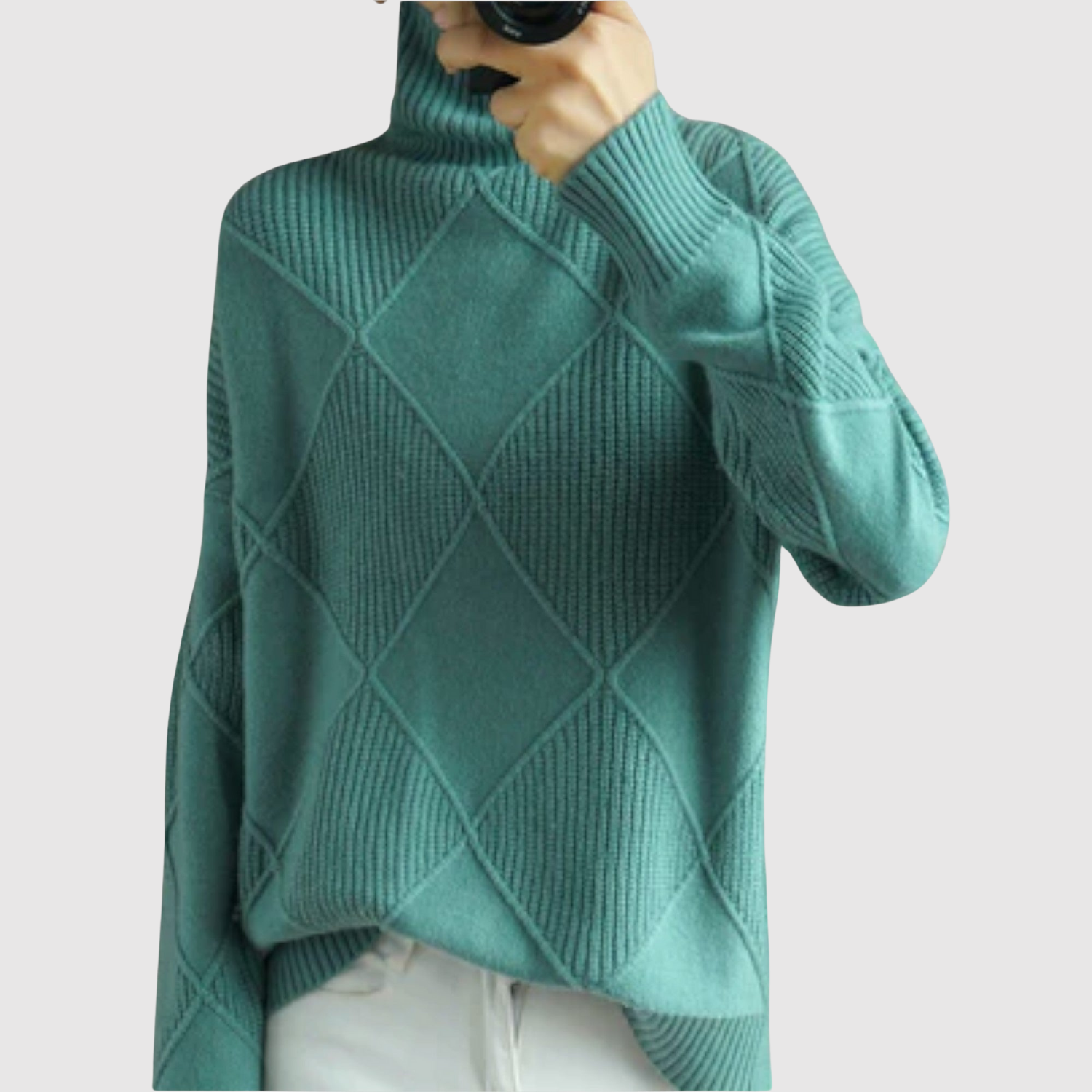 Gebreide trui met strak geometrisch patroon in contrastkleuren voor dames