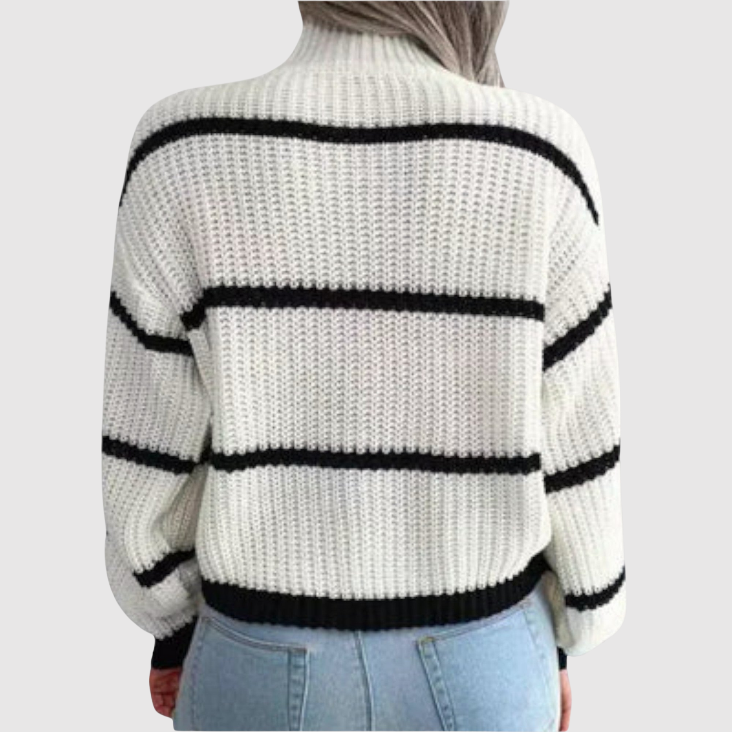 Zachte gebreide trui met brede horizontale strepen in contrastkleuren voor dames