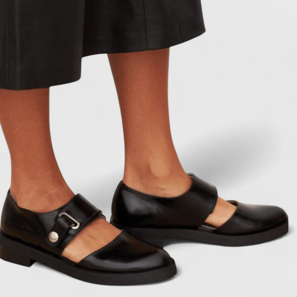 Ghislaine dames brede mary jane schoenen met gesp
