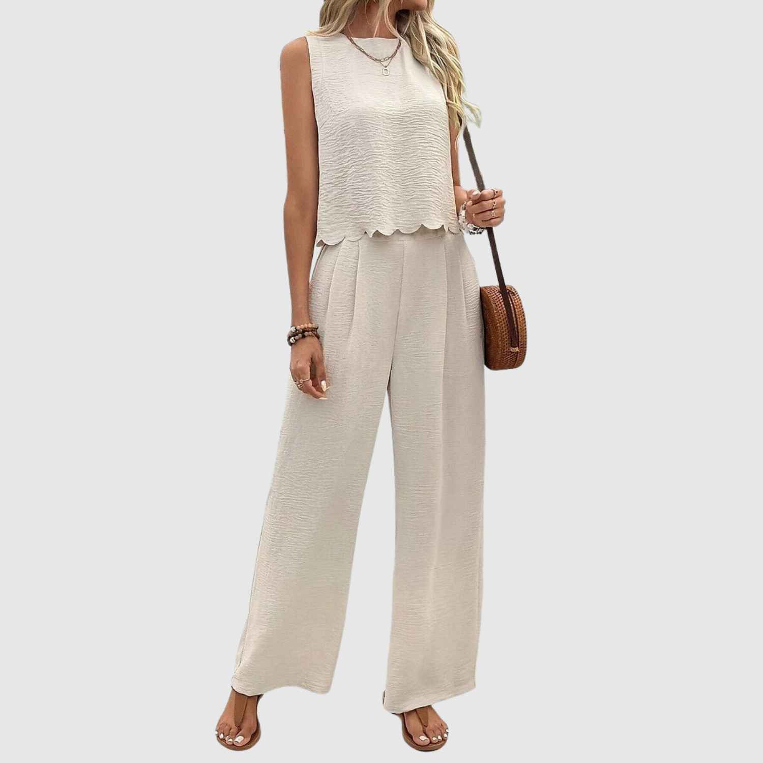 Celine dames tweedelige set met soepelvallende broek