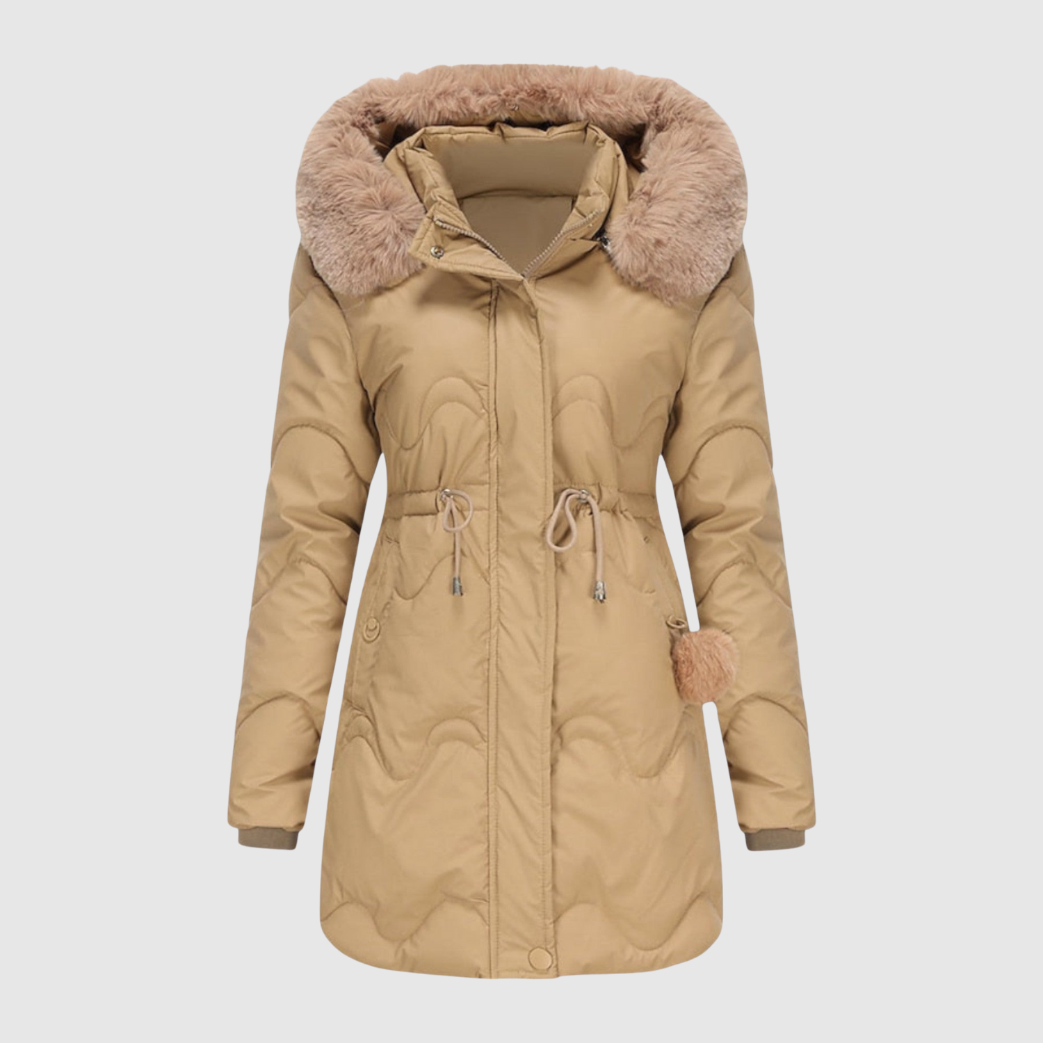 Gewatteerde dames parka met imitatiebonten kraag en diepe zakken voor koude dagen