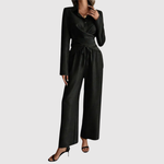 Carlijn dames blouse- en broekset met strikdetail