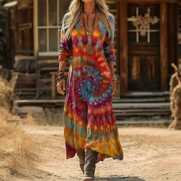 Tessa dames soepelvallende bohemian jurk
