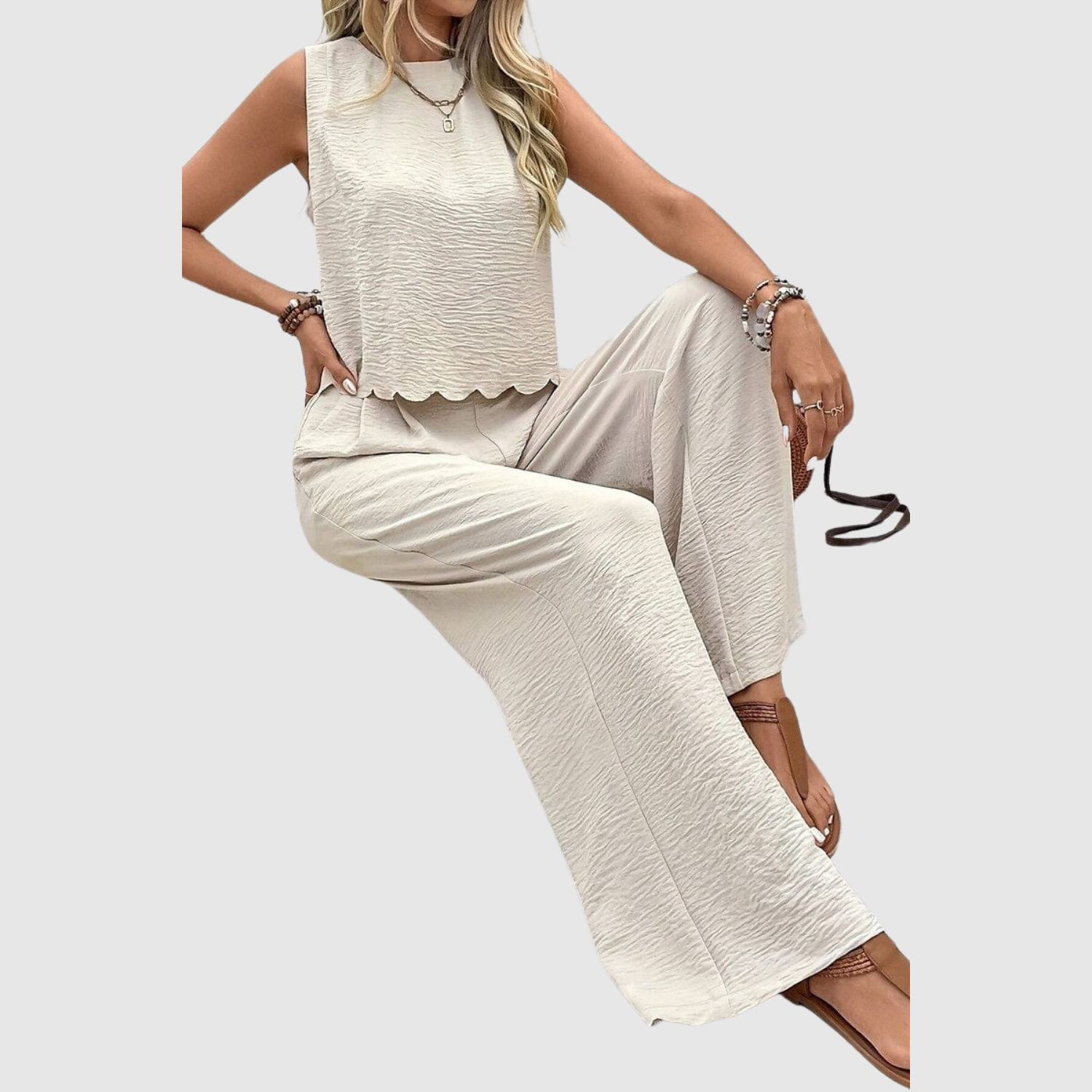 Celine dames tweedelige set met soepelvallende broek