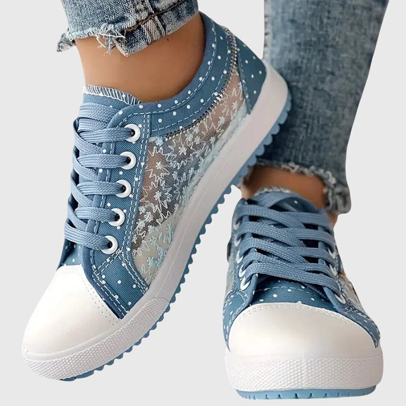 Orthopedische damessneakers met breed teengedeelte, voetboogsteun en schokdempende zool