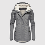 Warme dames winterjas met capuchon en diepe zakken voor dagelijks gebruik in de winter