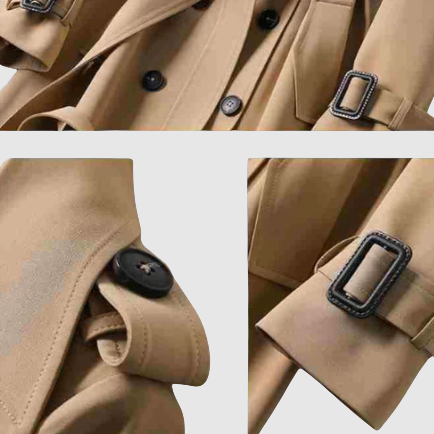 Lange damesjas met ceintuur in de taille en klassieke revers in effen kleur