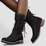 Diede dames vintage enkellaarsjes met veters