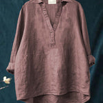 Luchtige dames zomerblouse met artistiek dessin en soepele val, in lichte zomerstof