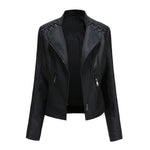 Dames bikerjas van imitatieleer met slanke snit, ritszakken en zachte voering