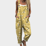 Dames jumpsuit met bloemenprint en wijde pijpen in lichte, soepele stof