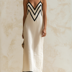 Iris maxi-jurk met contrasterend chevronpatroon