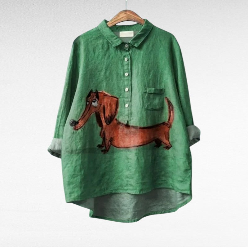 Elegante zomerblouse met artistieke print en flatteuze snit voor dames