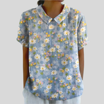 Vrouwelijke dames top met bloemenprint, zacht materiaal en flatteus los of ingestopt te dragen