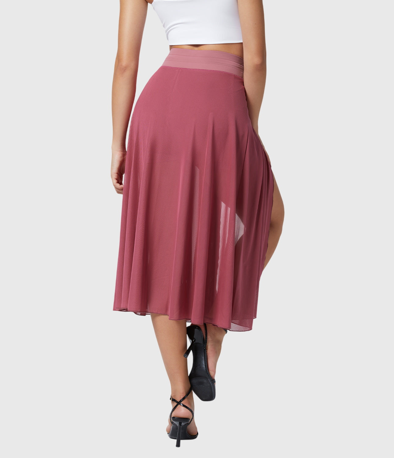 Elegante 2-in-1 dames rok met hoge taille, elastische band en soepel vallende stof