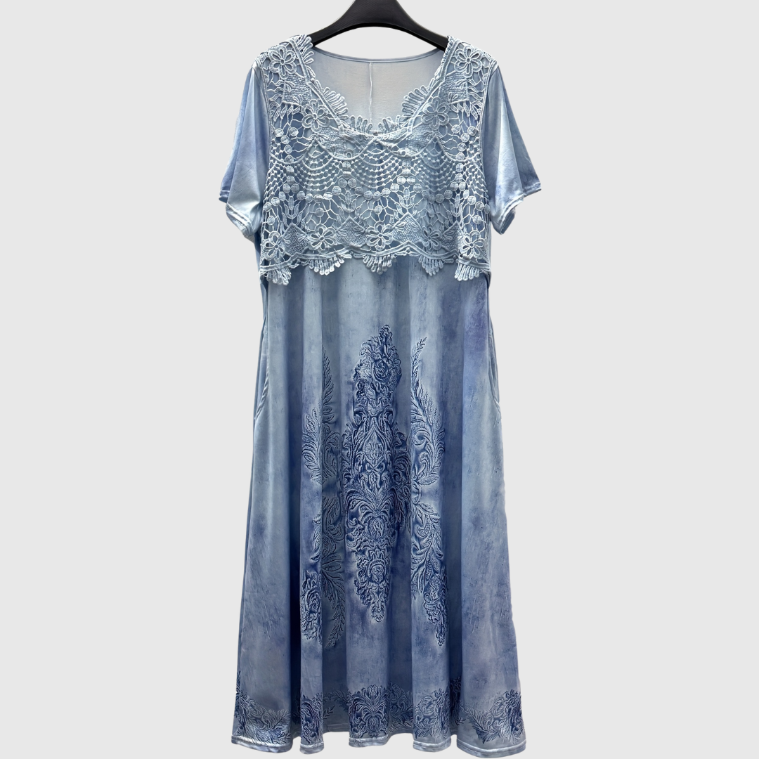 Elegante midi jurk voor dames met zachte bloemenprint in rustige tinten