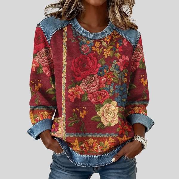 Geertje dames sweater met bloemenprint