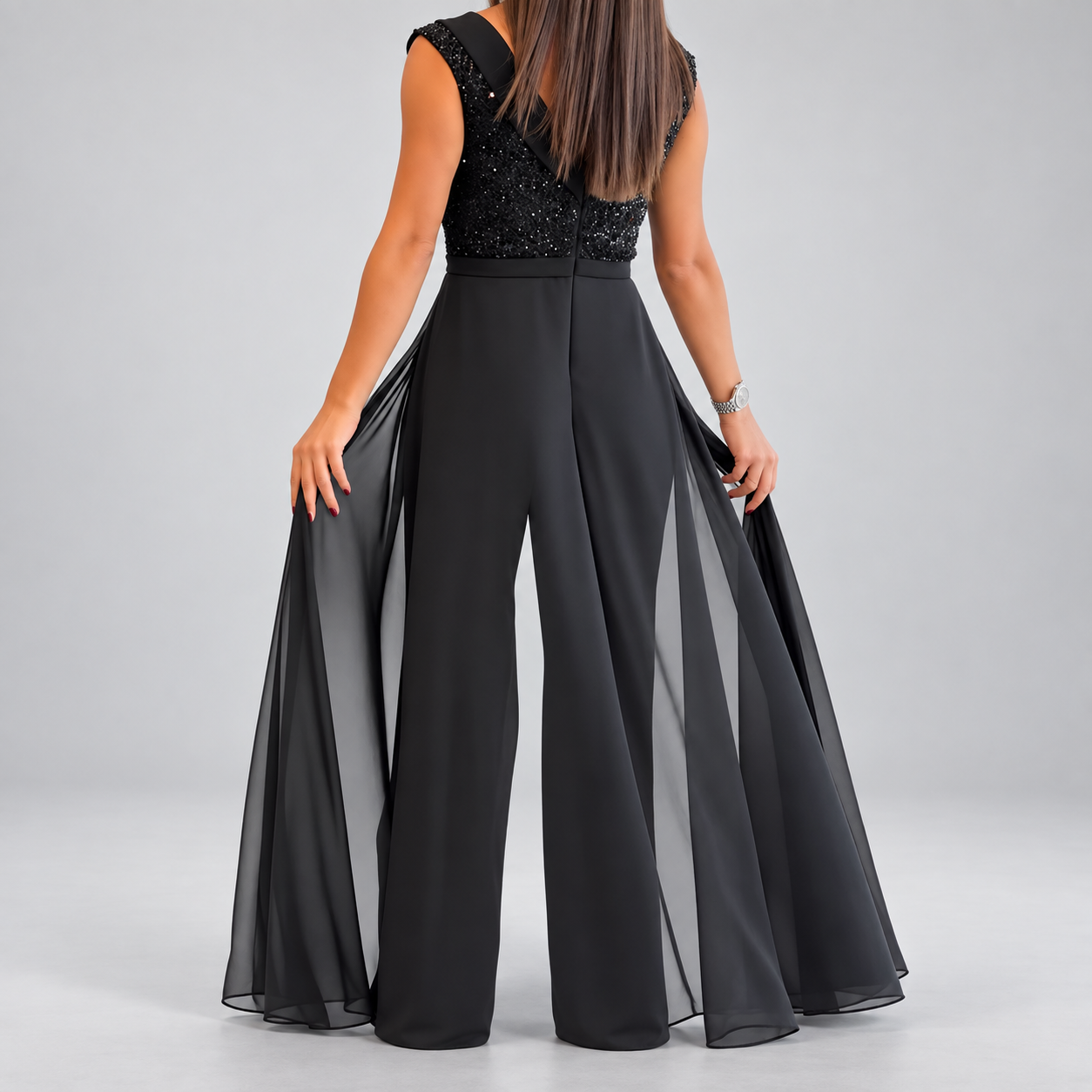 Nadine dames mouwloze jumpsuit met structuur