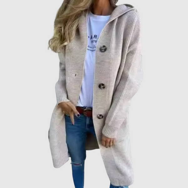 Lang dames vest met knoopsluiting, zachte stof en twee praktische zakken