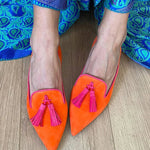 Boho dames instappers met franjes in warme kleuren, handgemaakt en comfortabel