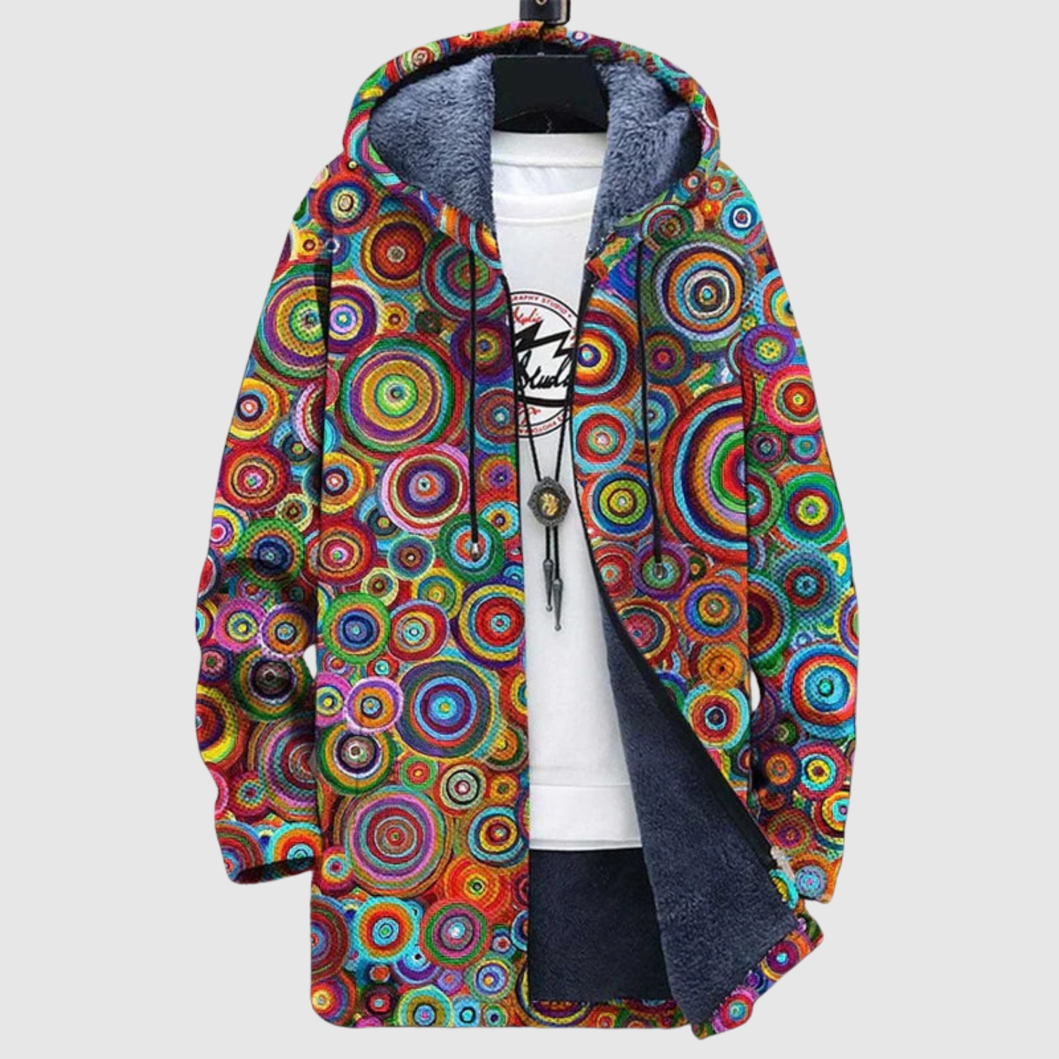 Dames sweater met verspreide cirkelprint in overlappende kleuren