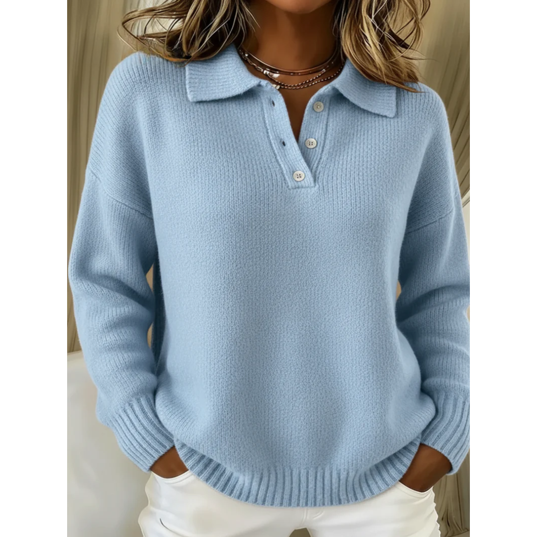 Erna dames zachte coltrui met knoopdetails
