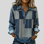 Fenne dames sweater met print en kleurvlakken