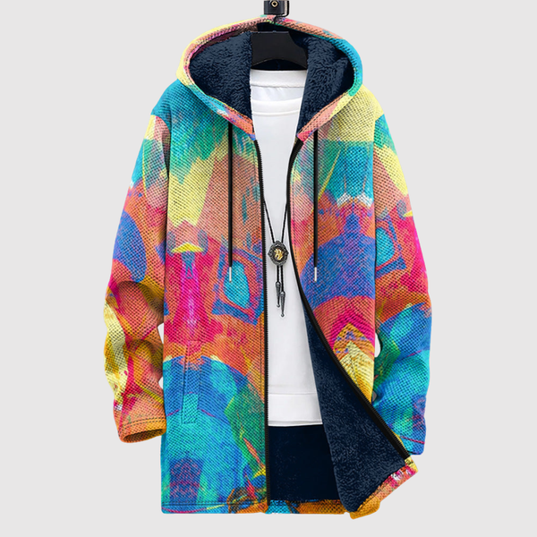 Hoodie met abstracte kleurenprint in zachte kleurovergangen en een ruime unisex pasvorm