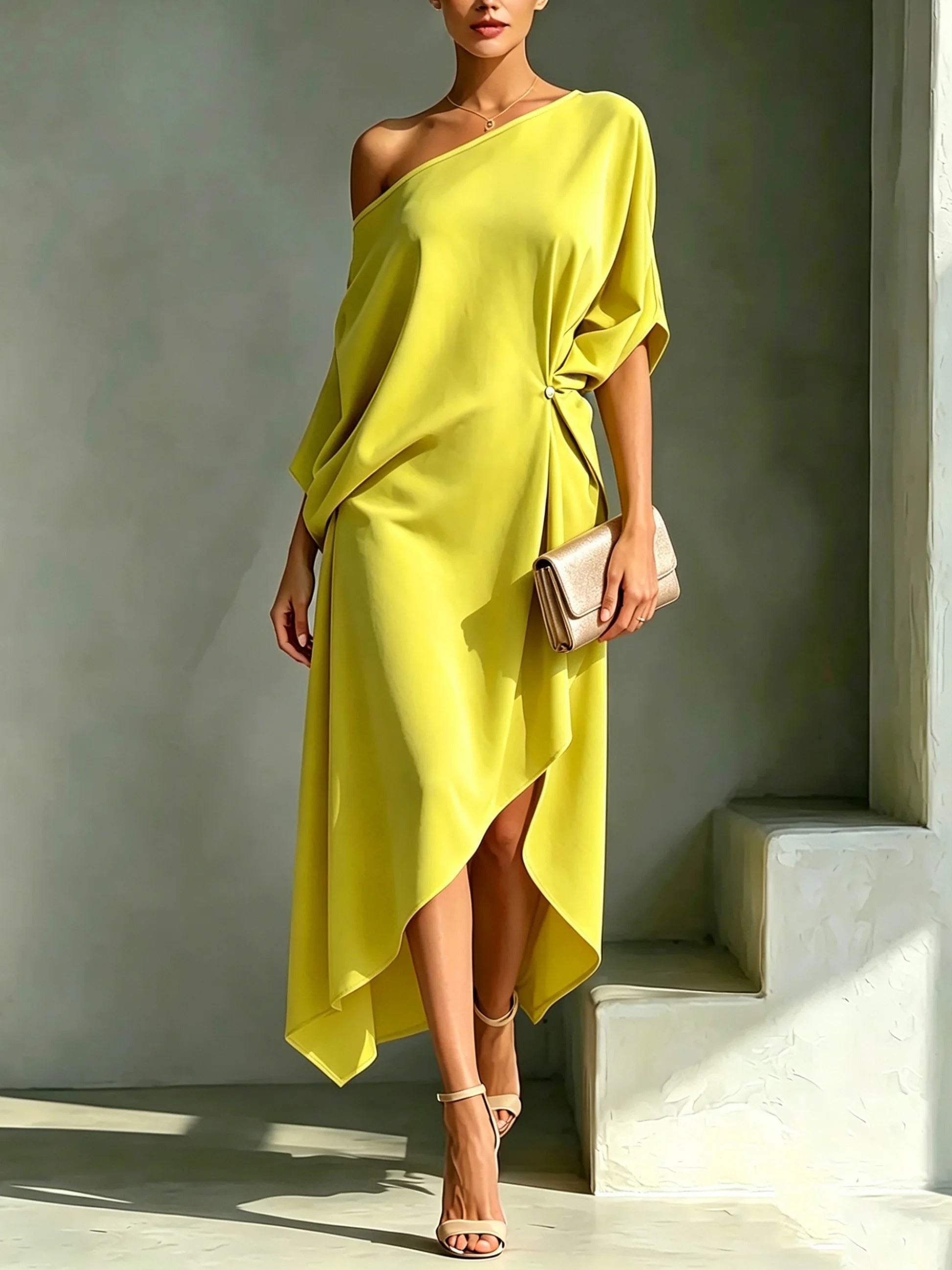 Gwen elegante asymmetrische jurk