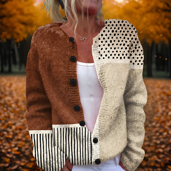Peyton | Vest met stippen en patchwork