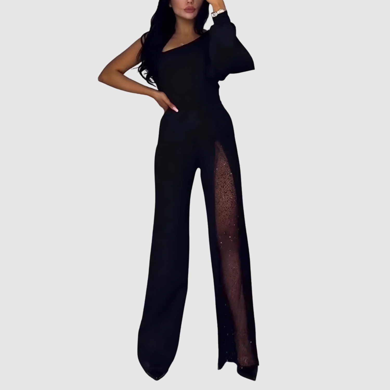 Karlijn dames jumpsuit met kanten panelen