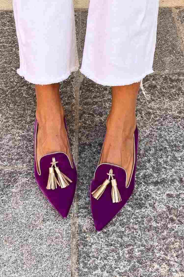 Boho dames instappers met franjes in warme kleuren, handgemaakt en comfortabel