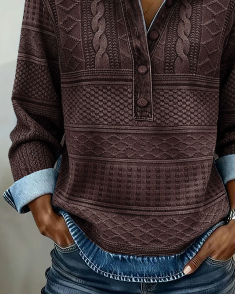 Willeke trui met structuur en knoopdetail