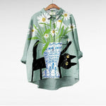Verfijnde zomerblouse met lange mouwen en fijne print voor dames